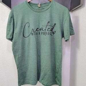 Cotton Heritage Green Crew Neck Created With A Purpose Graphic Tshirt Size Large